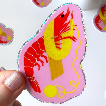 Shrimp Stitch Vinyl Glitter Sticker