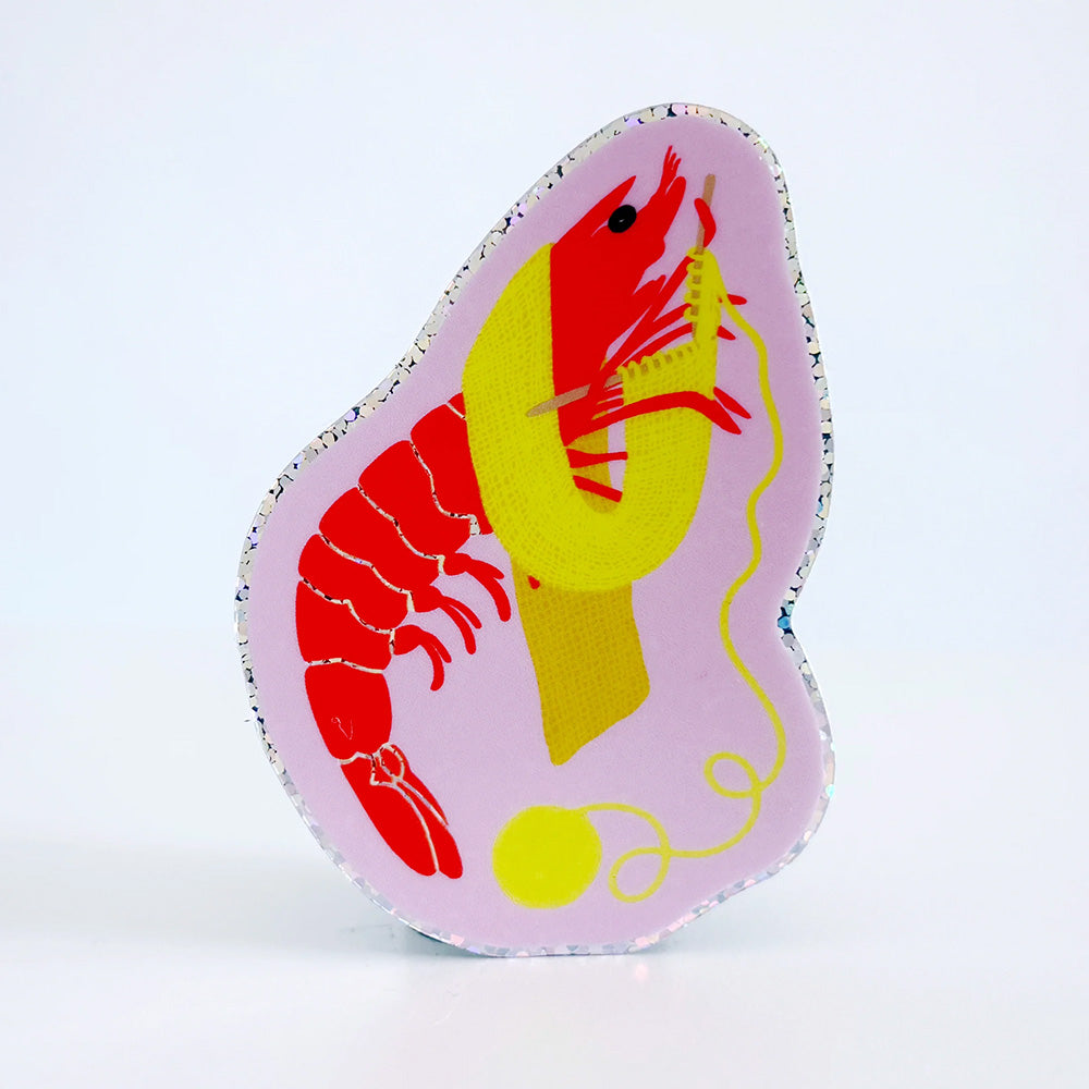 Shrimp Stitch Vinyl Glitter Sticker