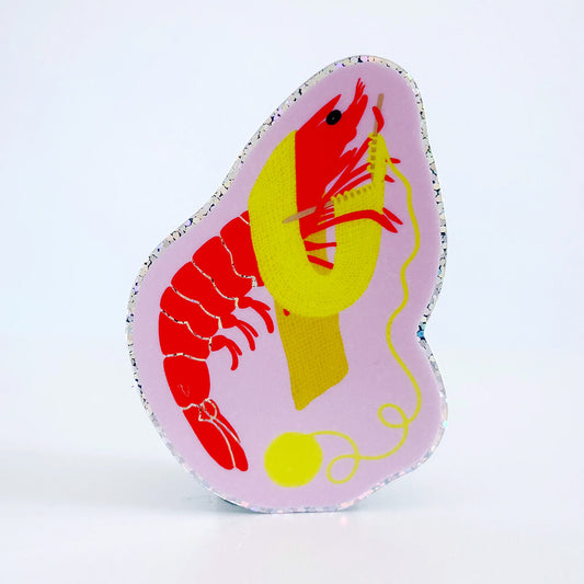 Shrimp Stitch Vinyl Glitter Sticker