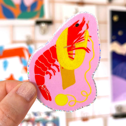 Shrimp Stitch Vinyl Glitter Sticker