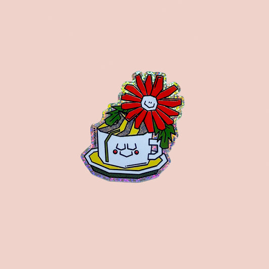 Spill The Tea Glitter Vinyl Sticker