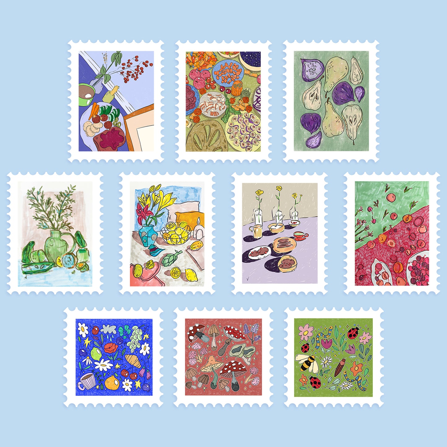 Still Life Stamps Sticker Set