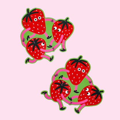 Strawberry Dance Vinyl Sticker