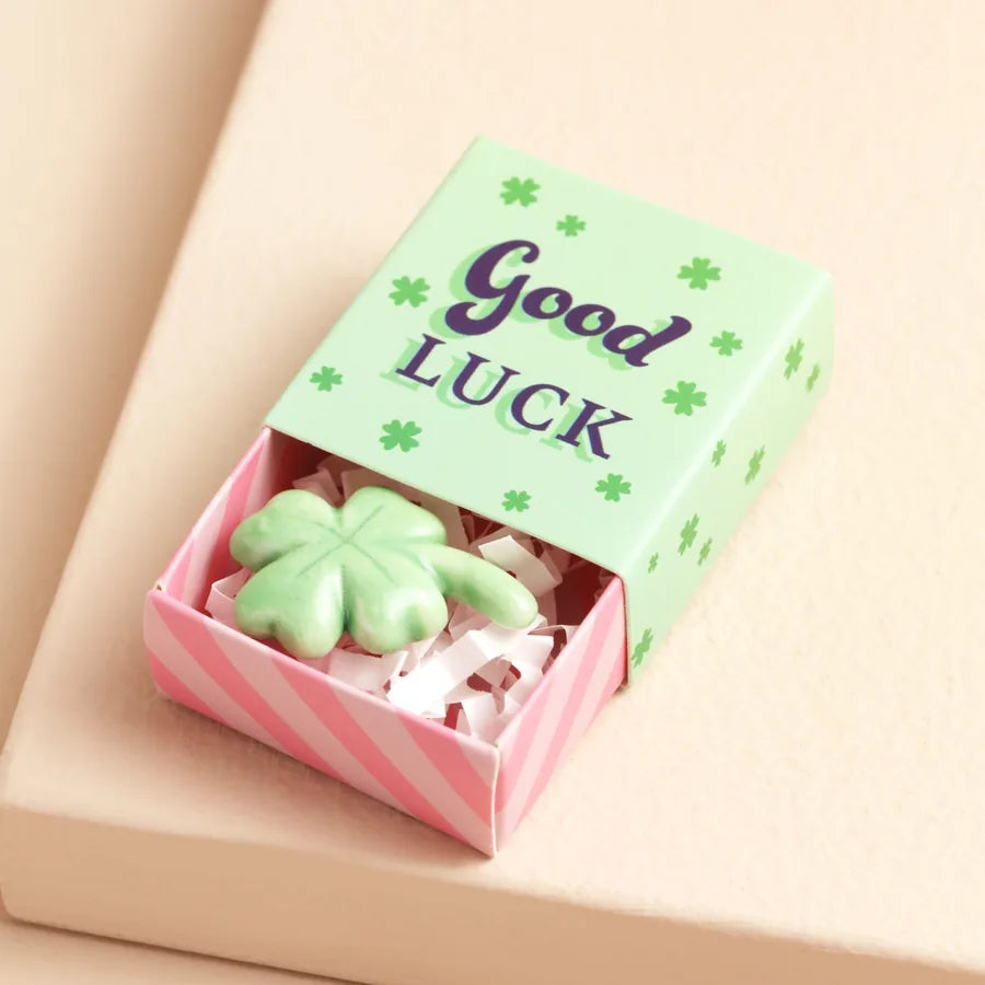 Lucky Clover - Tiny Matchbox Ceramic Token
