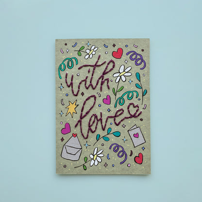 With love embroidery card