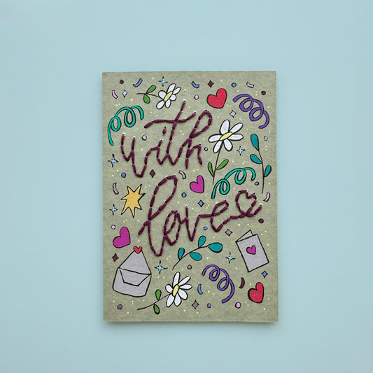 With love embroidery card