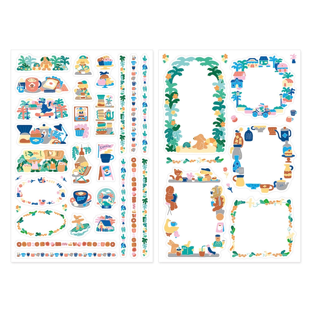 Yuru Log Sticker Two Sheets Coffee Shop