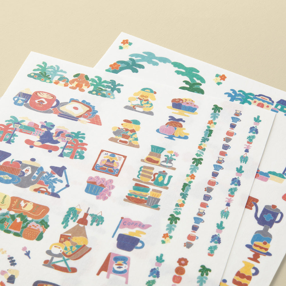Yuru Log Sticker Two Sheets Coffee Shop