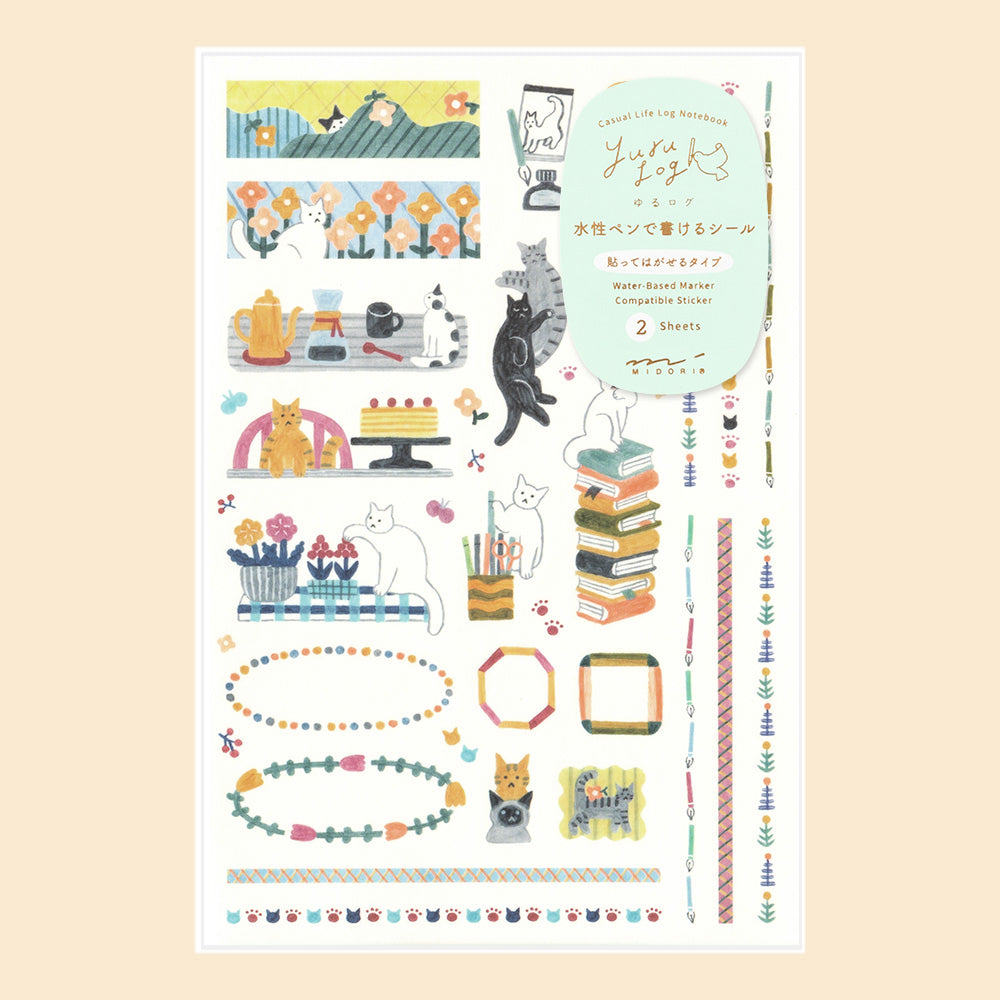 Yuru Log Sticker Two Sheets Cat