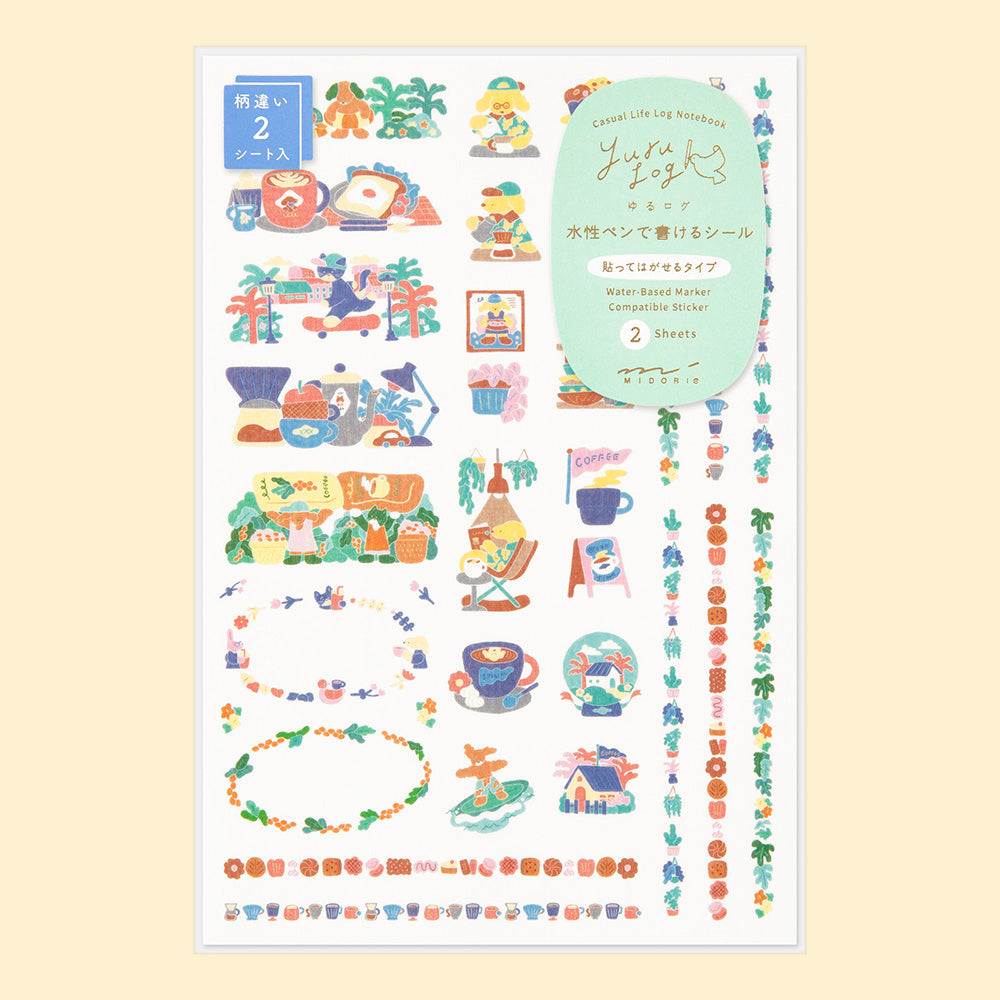 Yuru Log Sticker Two Sheets Coffee Shop