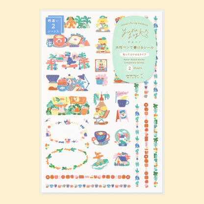 Yuru Log Sticker Two Sheets Coffee Shop