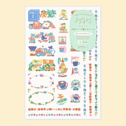 Yuru Log Sticker Two Sheets Coffee Shop